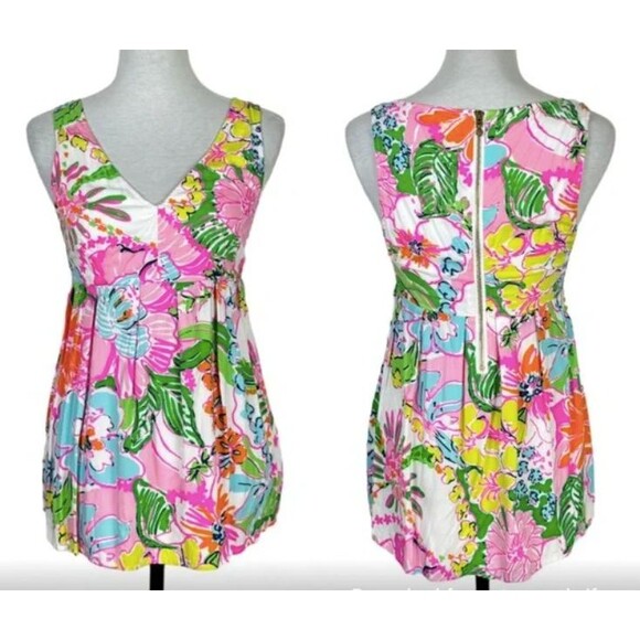 Lilly Pulitzer For Target Nosey Posey Babydoll Top-Small-Sleeveless-Exposed Zip - Picture 1 of 10